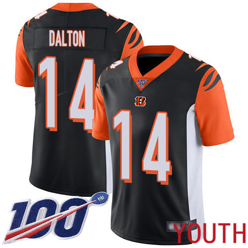 Cincinnati Bengals Limited Black Youth Andy Dalton Home Jersey NFL Footballl #14 100th Season Vapor Untouchable->women nfl jersey->Women Jersey